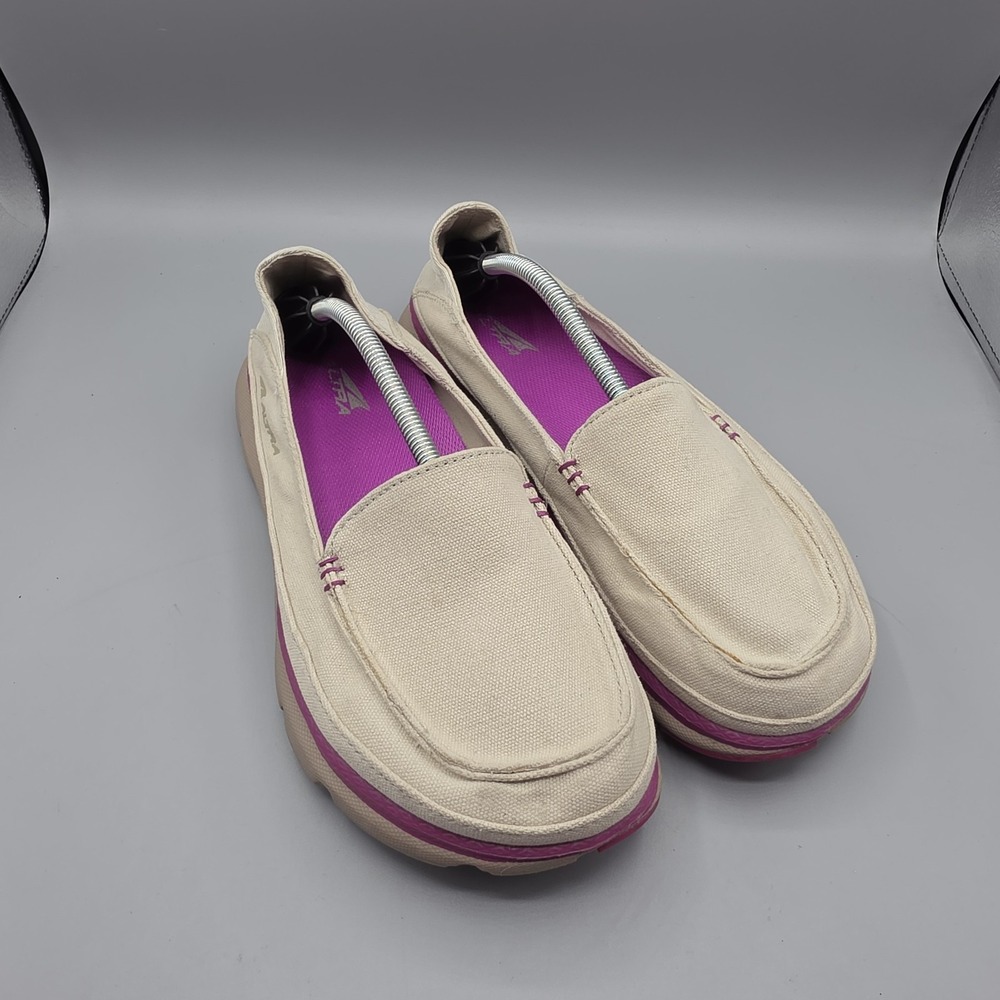 Altra Tokala Shoes Womens 10.5 Beige Canvas Slip On Loafer Comfort Walking